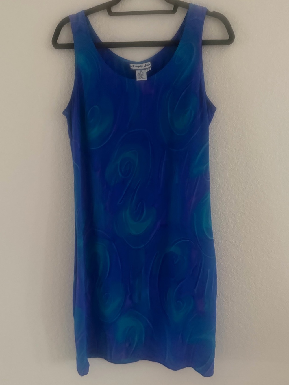 Vintage Simply Silk 100% Silk Abstract Watercolor Swirl Midi Tank Dress Size M